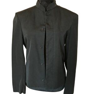 Angelica Solid Black Blazer: Hidden Buttonholes Medium Weight Women's Size 36